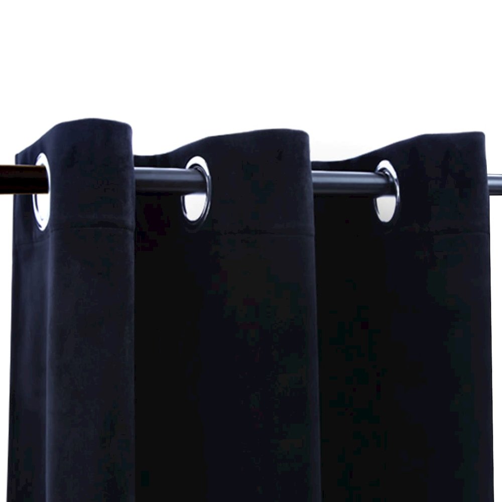 vidaXL Blackout Curtains with Rings 2 pcs Black 37"x63" Velvet, 134804. Picture 2