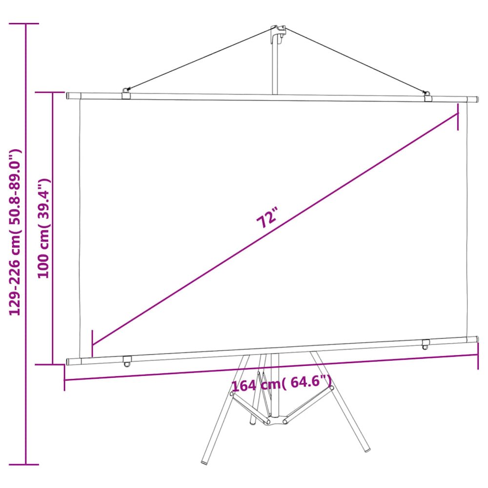 vidaXL Projection Screen with Tripod 72" 16:9 1410. Picture 9