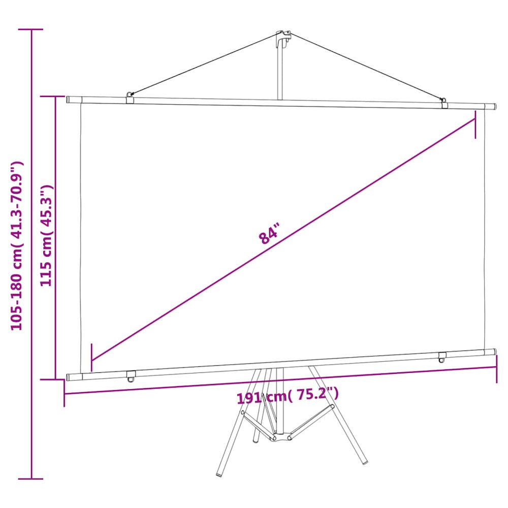 vidaXL Projection Screen with Tripod 84" 16:9 1411. Picture 9