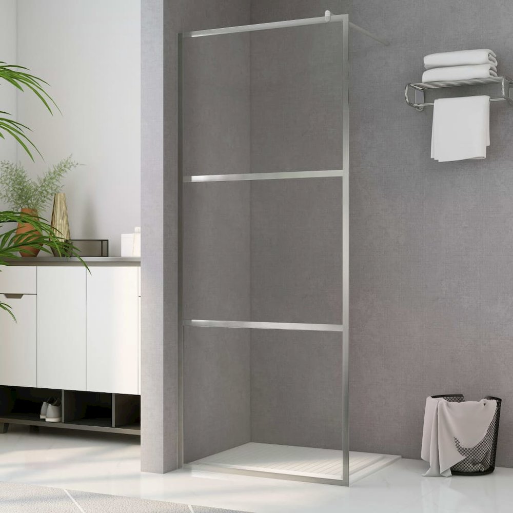Walk-in Shower Wall with Clear ESG Glass 55.1"x76.8". Picture 1