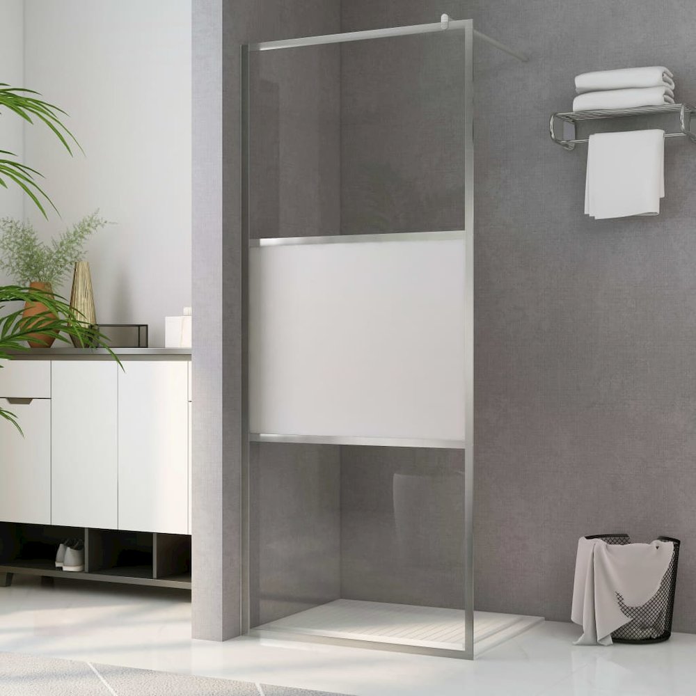 Walk-in Shower Wall with Half Frosted ESG Glass 35.4"x76.8". Picture 1