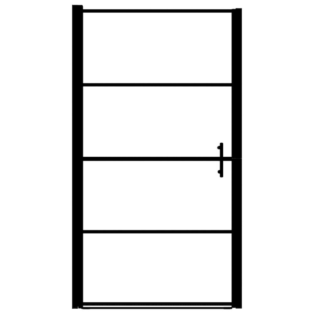 vidaXL Shower Door Frost Tempered Glass 39.4"x70.1" Black. Picture 3