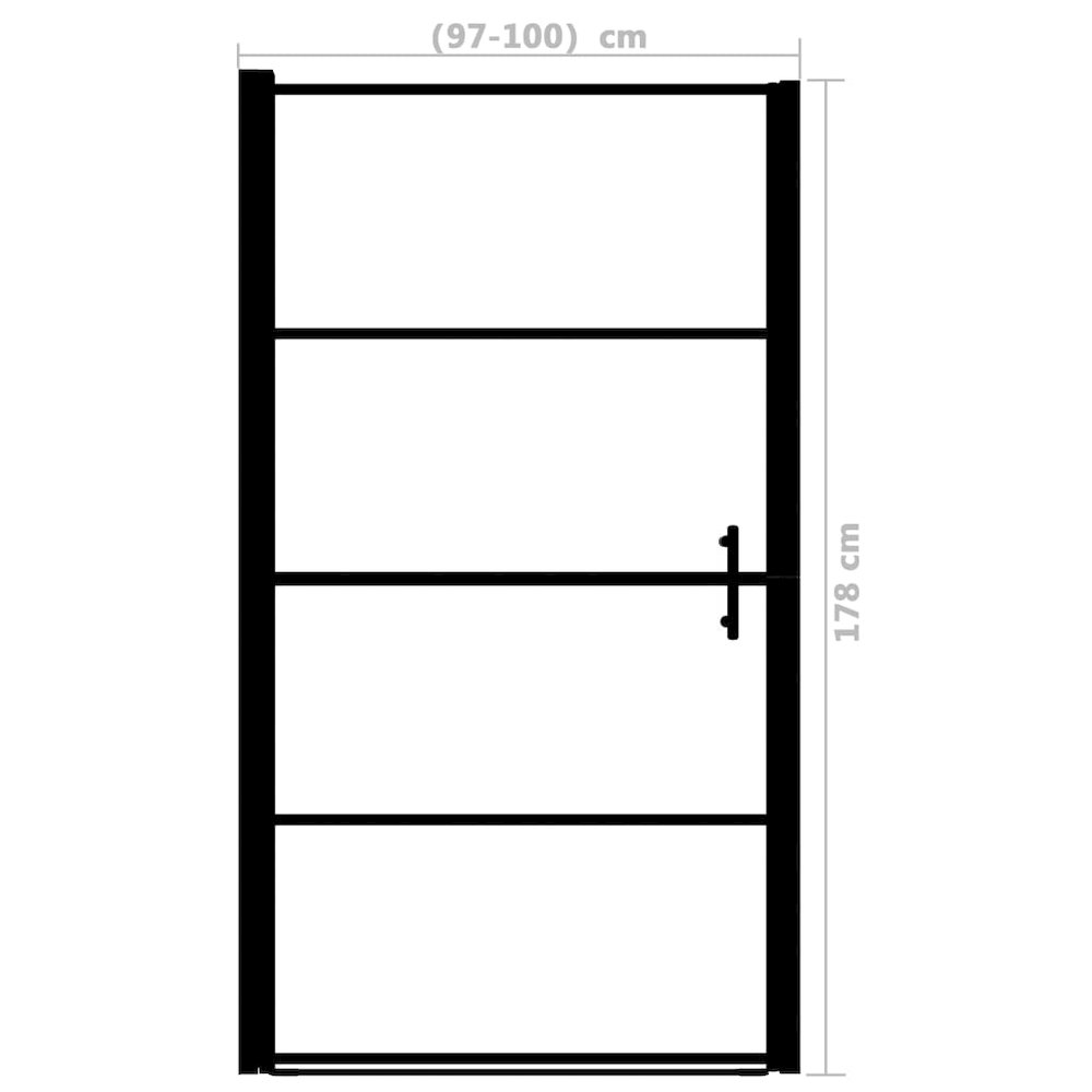 vidaXL Shower Door Frost Tempered Glass 39.4"x70.1" Black. Picture 5