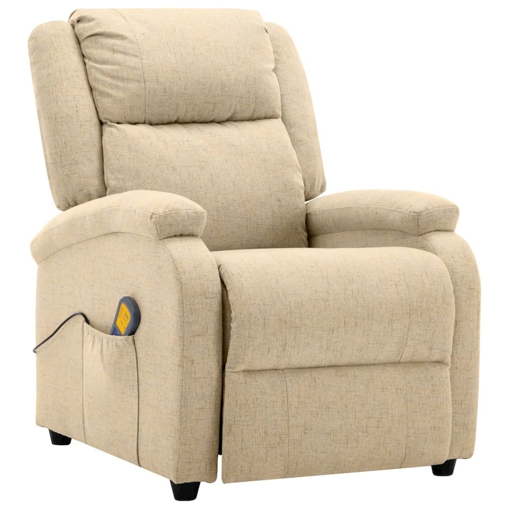 Massage Chair Cream Polyester fabric and metal Medium. Picture 2
