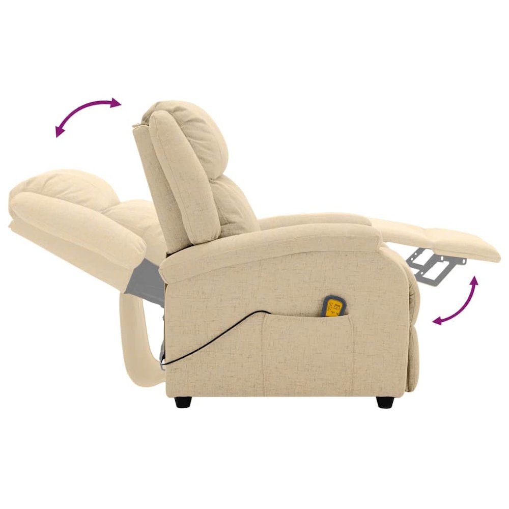 Massage Chair Cream Polyester fabric and metal Medium. Picture 7