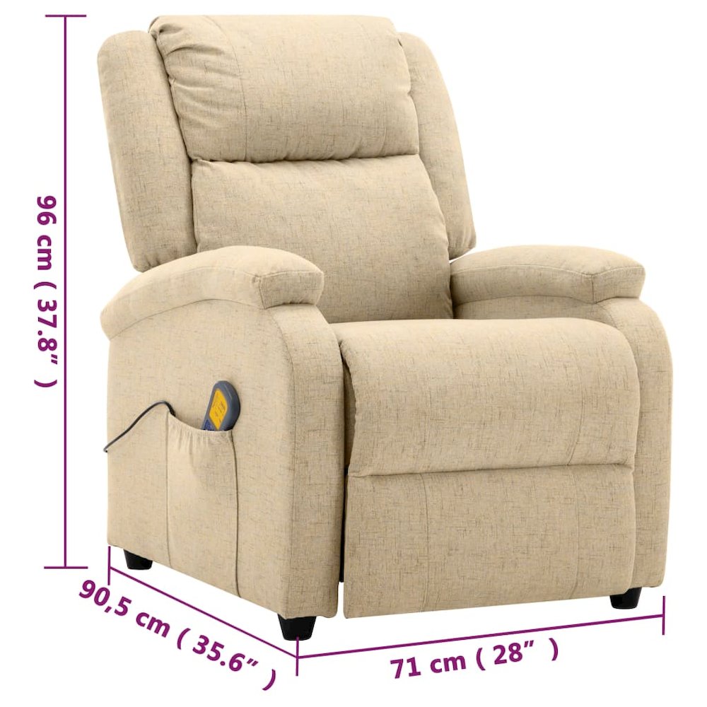 Massage Chair Cream Polyester fabric and metal Medium. Picture 10