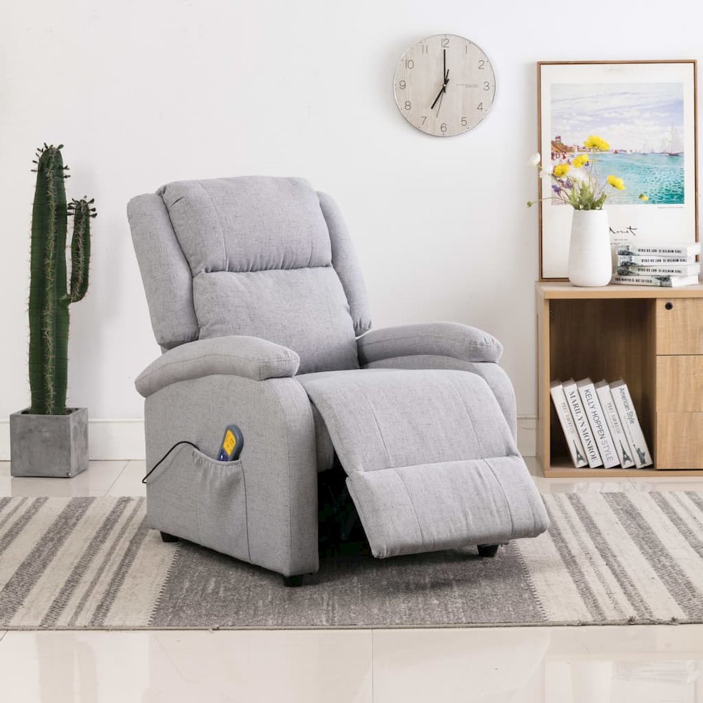 Massage Chair Light Gray Fabric (100% polyester), Foam, Metal, Wood. Picture 3