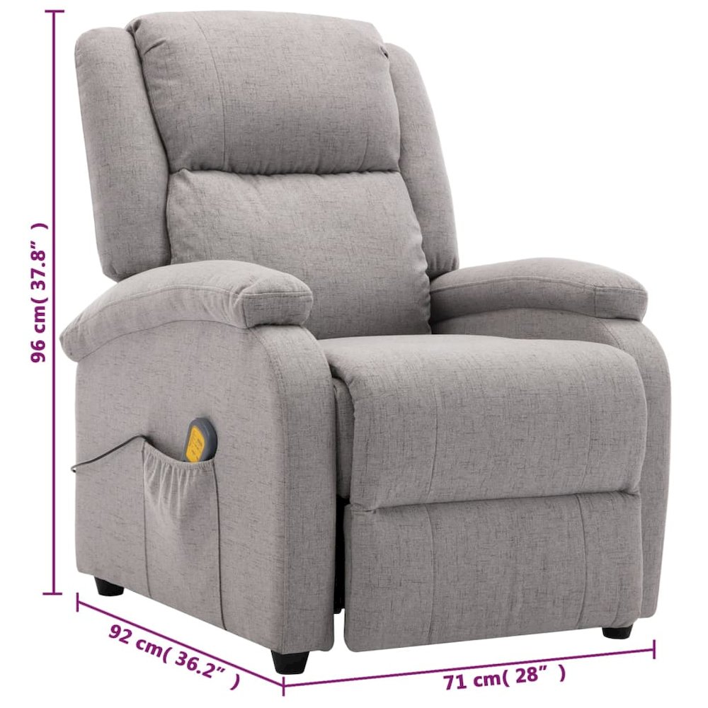 Massage Chair Light Gray Fabric (100% polyester), Foam, Metal, Wood. Picture 9