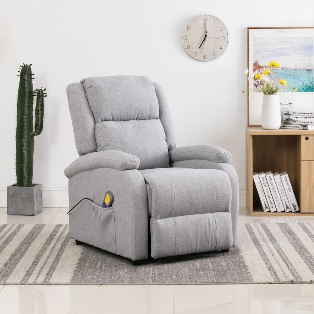 Massage Chair Light Gray Fabric (100% polyester), Foam, Metal, Wood. Picture 1