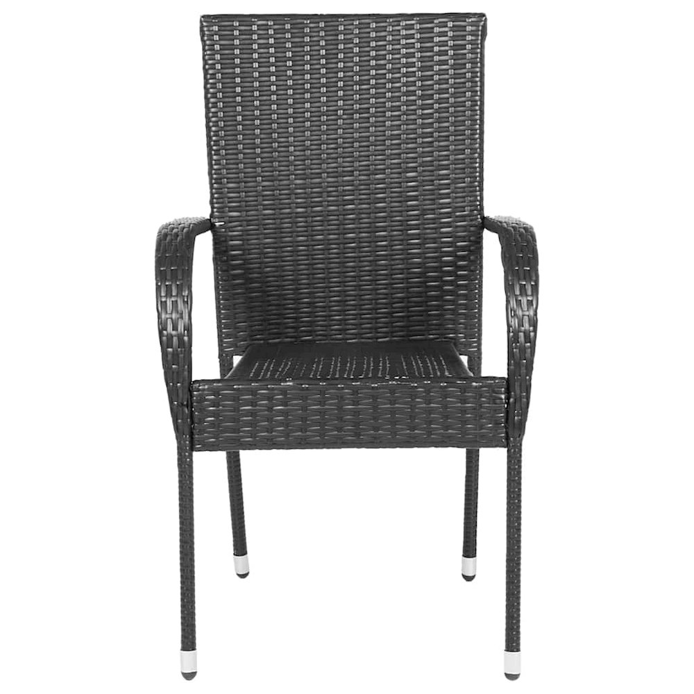 Dining Chair Set of 4 Black PE rattan, powder-coated steel. Picture 3