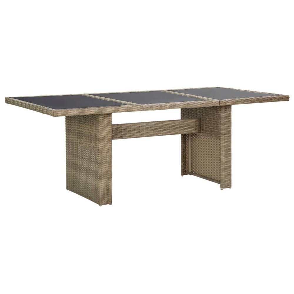Dining Table Brown and Black PE Rattan, Glass, Powder-Coated Steel. Picture 1