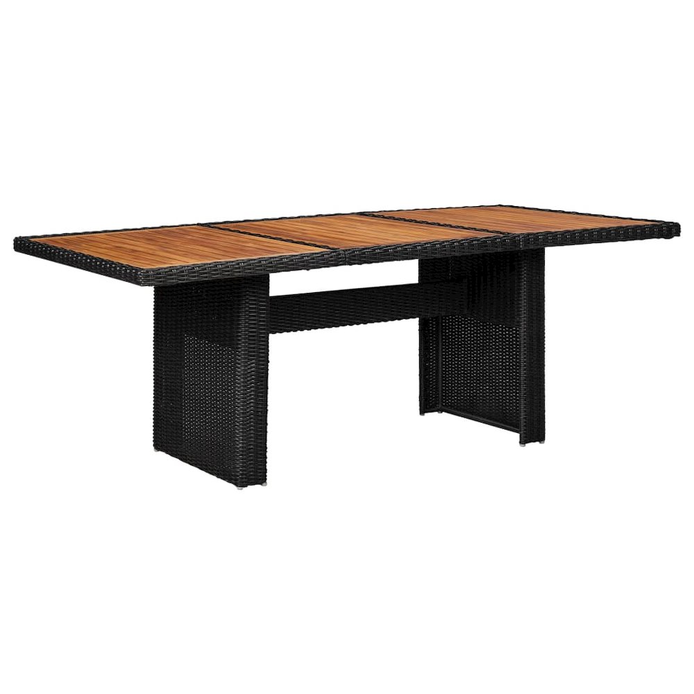 Dining Table Black PE rattan, solid acacia wood, powder-coated steel. Picture 1
