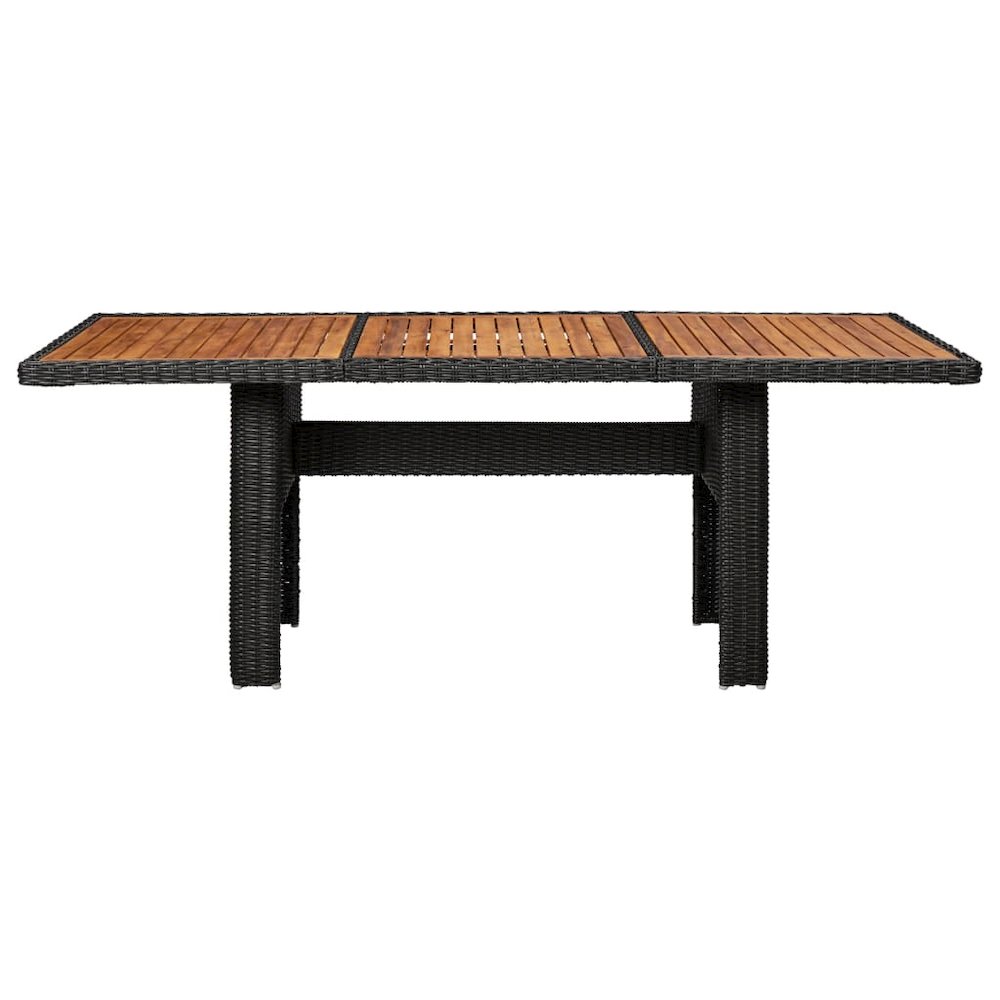 Dining Table Black PE rattan, solid acacia wood, powder-coated steel. Picture 2
