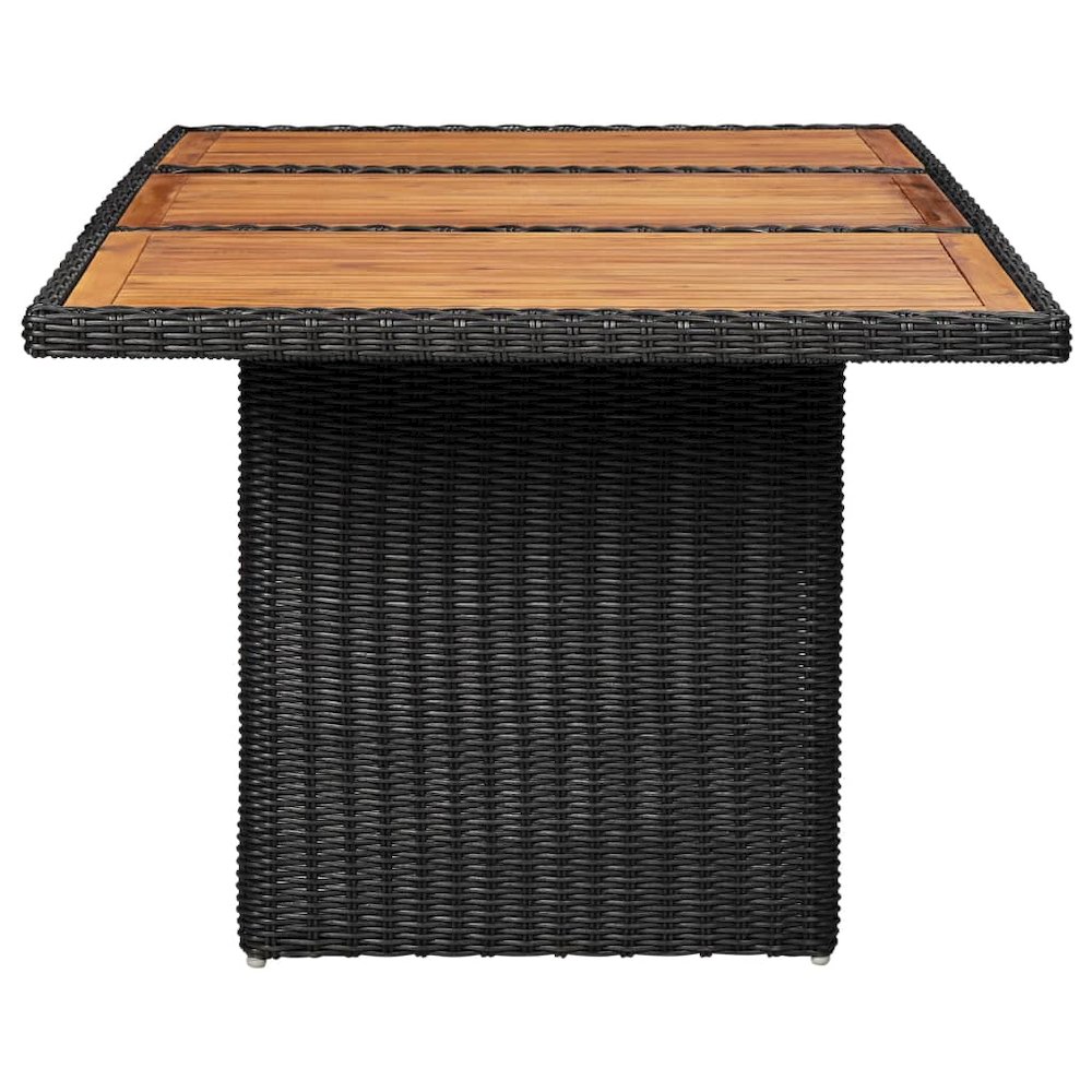 Dining Table Black PE rattan, solid acacia wood, powder-coated steel. Picture 3