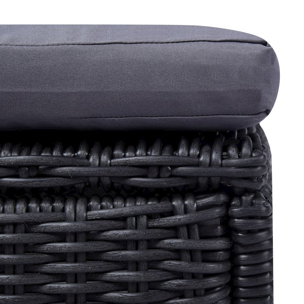 Sunlounger Black and Dark Gray PE Rattan 77.9 x 23.6 x 32.9 in. Picture 5
