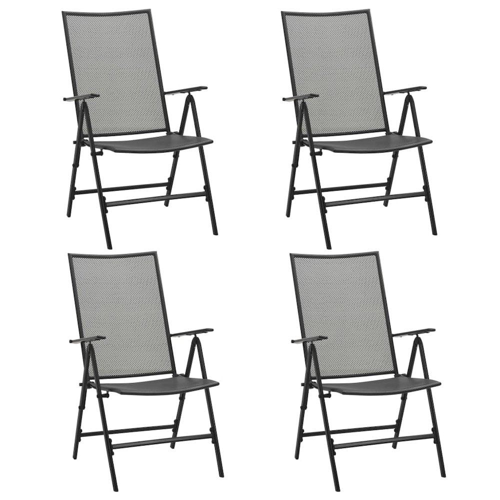 Folding Chair Set of 4 Anthracite Steel Standard Foldable. Picture 1
