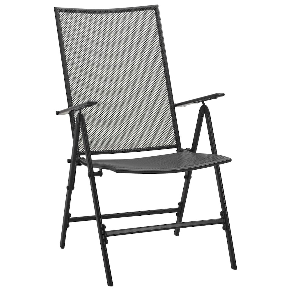 Folding Chair Set of 4 Anthracite Steel Standard Foldable. Picture 2