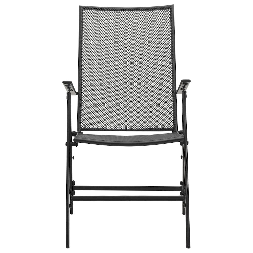 Folding Chair Set of 4 Anthracite Steel Standard Foldable. Picture 3