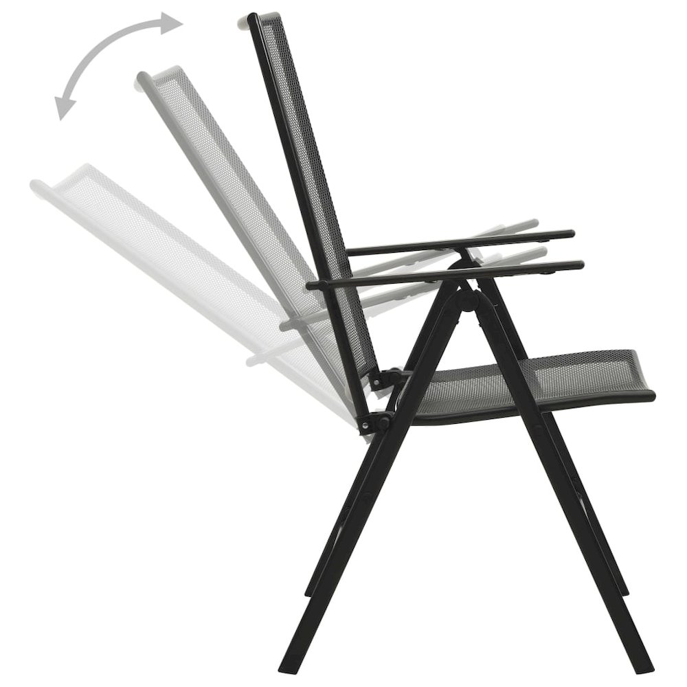 Folding Chair Set of 4 Anthracite Steel Standard Foldable. Picture 4