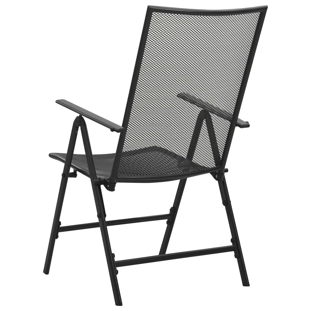 Folding Chair Set of 4 Anthracite Steel Standard Foldable. Picture 5