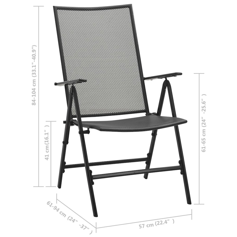 Folding Chair Set of 4 Anthracite Steel Standard Foldable. Picture 9