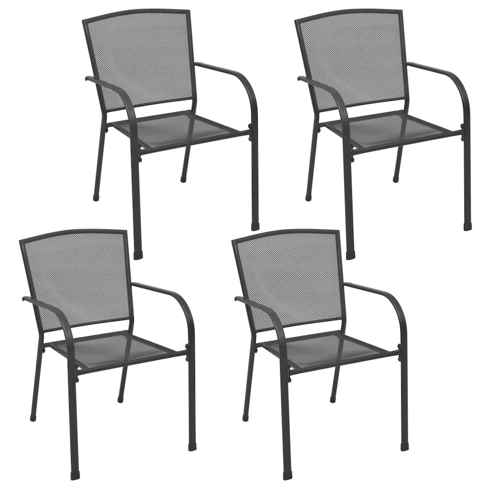 vidaXL Outdoor Chairs 4 pcs Mesh Design Anthracite Steel, 310154. Picture 1