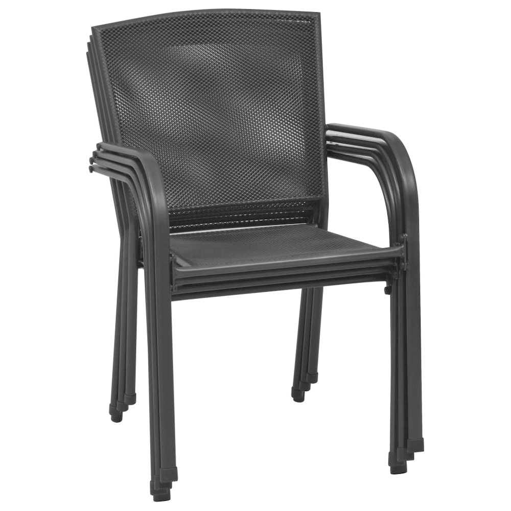 vidaXL Outdoor Chairs 4 pcs Mesh Design Anthracite Steel, 310154. Picture 3