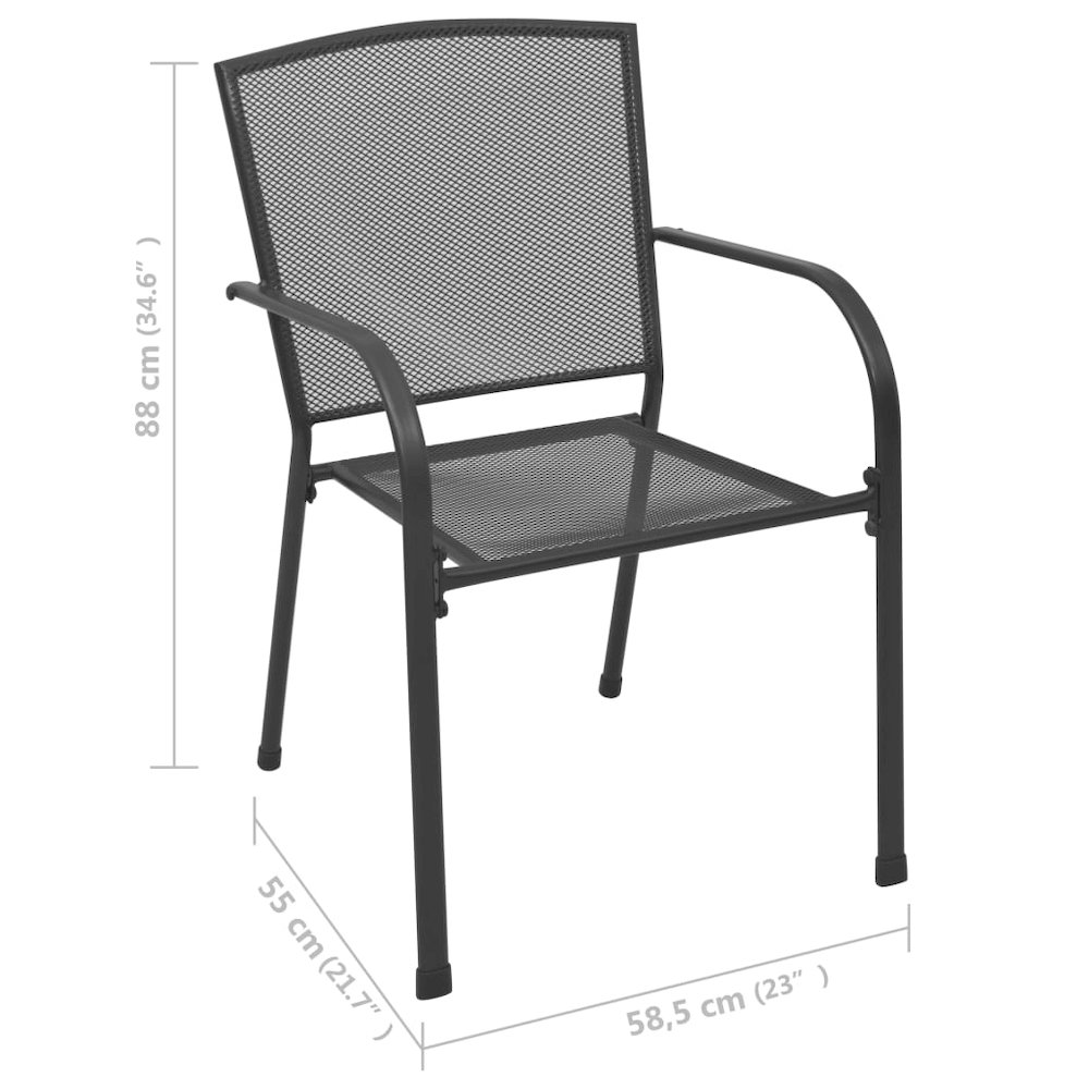vidaXL Outdoor Chairs 4 pcs Mesh Design Anthracite Steel, 310154. Picture 5