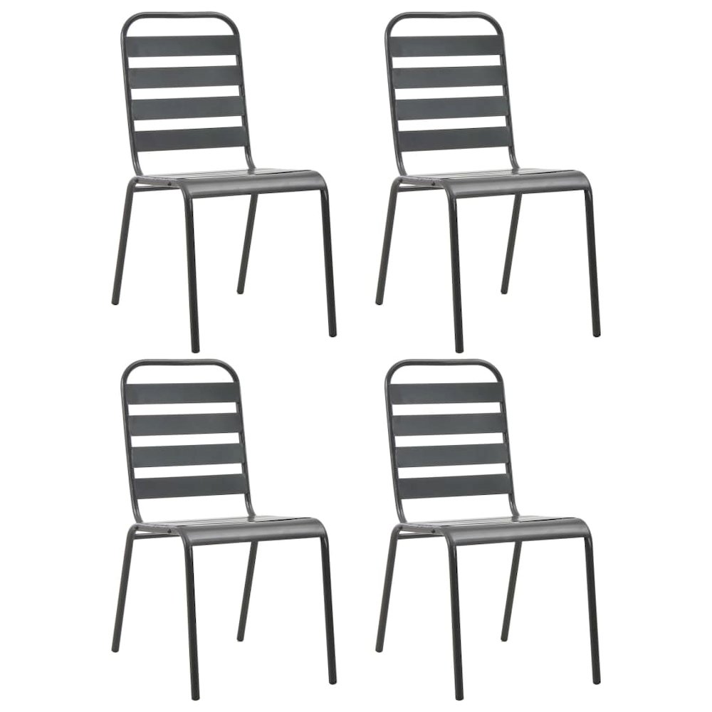 Outdoor Chair Set of 4 Dark Grey E-coated Steel Standard. Picture 1