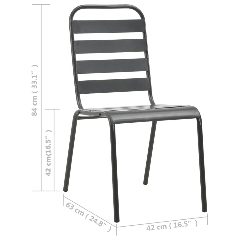 Outdoor Chair Set of 4 Dark Grey E-coated Steel Standard. Picture 7