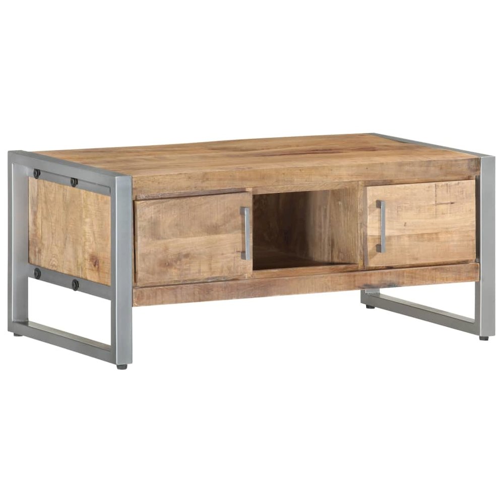 Coffee Table Natural wood tones, grey iron Rough mango wood, iron. Picture 1