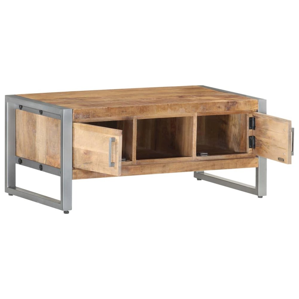 Coffee Table Natural wood tones, grey iron Rough mango wood, iron. Picture 3