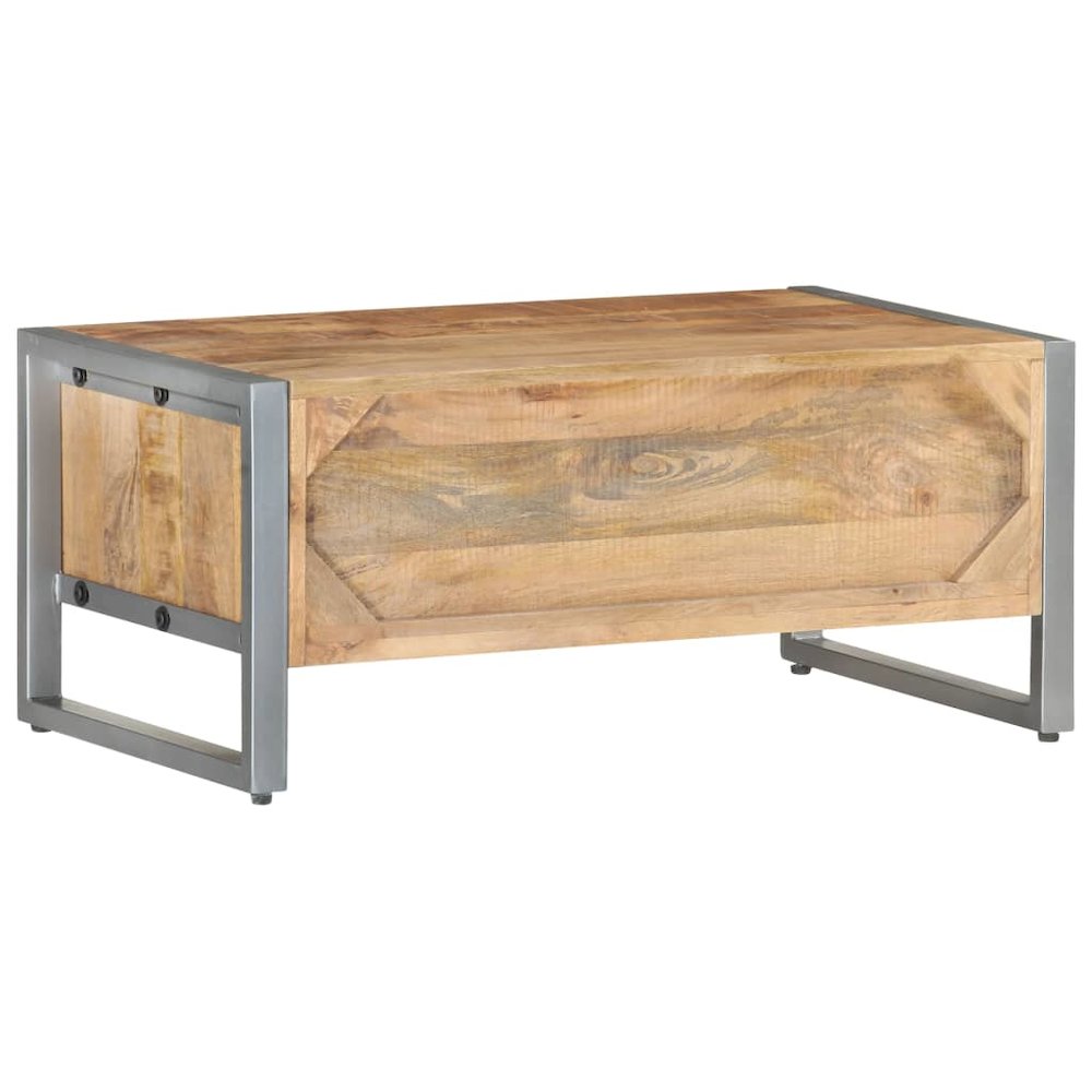 Coffee Table Natural wood tones, grey iron Rough mango wood, iron. Picture 4