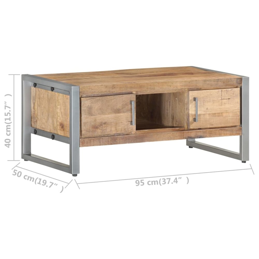 Coffee Table Natural wood tones, grey iron Rough mango wood, iron. Picture 7