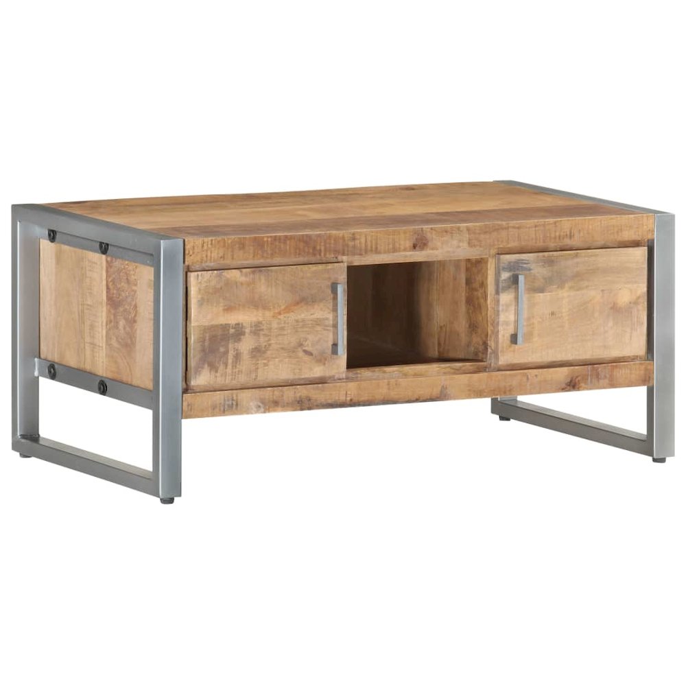 Coffee Table Natural wood tones, grey iron Rough mango wood, iron. Picture 9