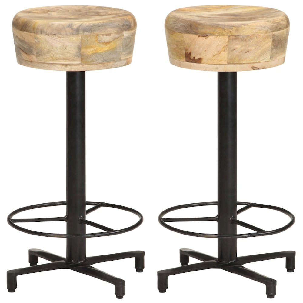 vidaXL Bar Stools 2 pcs 26" Solid Mango Wood, 321962. Picture 1