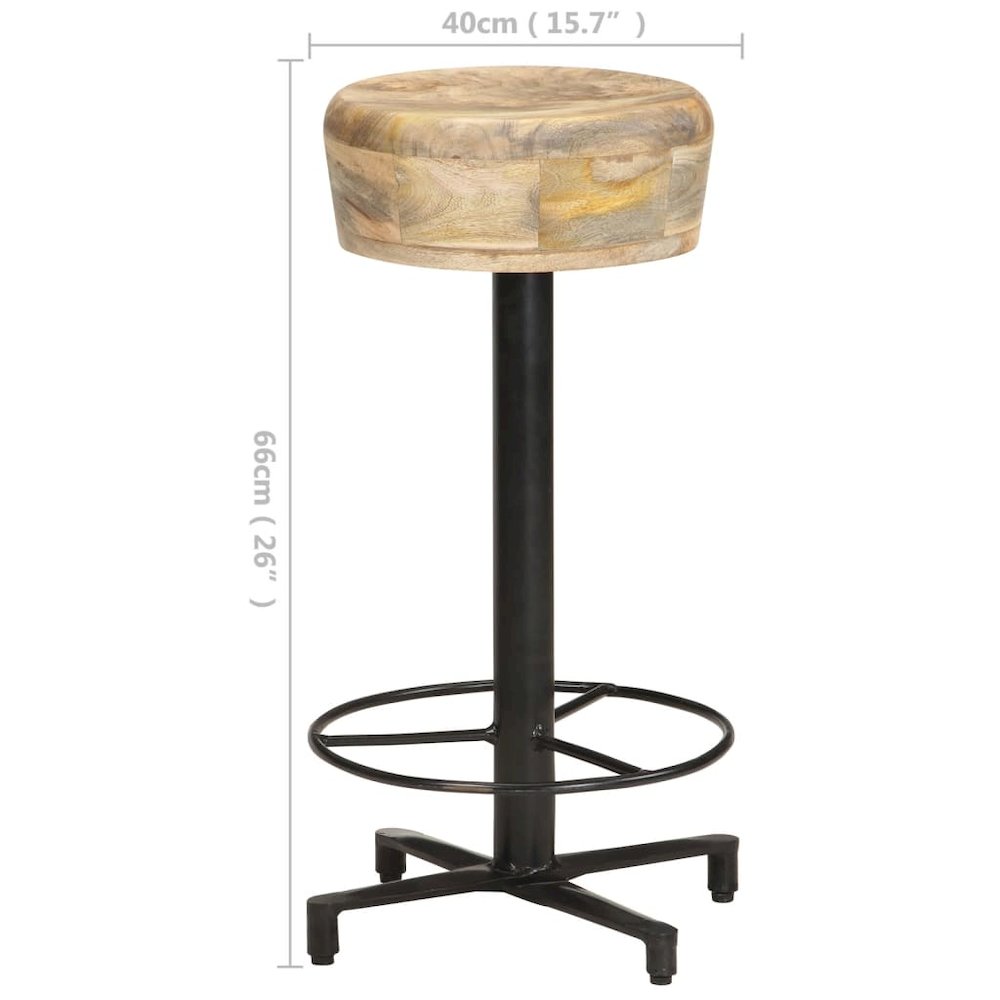 vidaXL Bar Stools 2 pcs 26" Solid Mango Wood, 321962. Picture 7