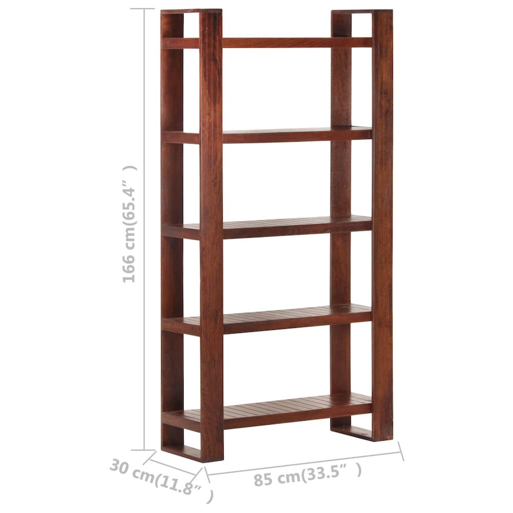 Book Cabinet Honey brown Solid Acacia Wood Medium Book Cabinet. Picture 5