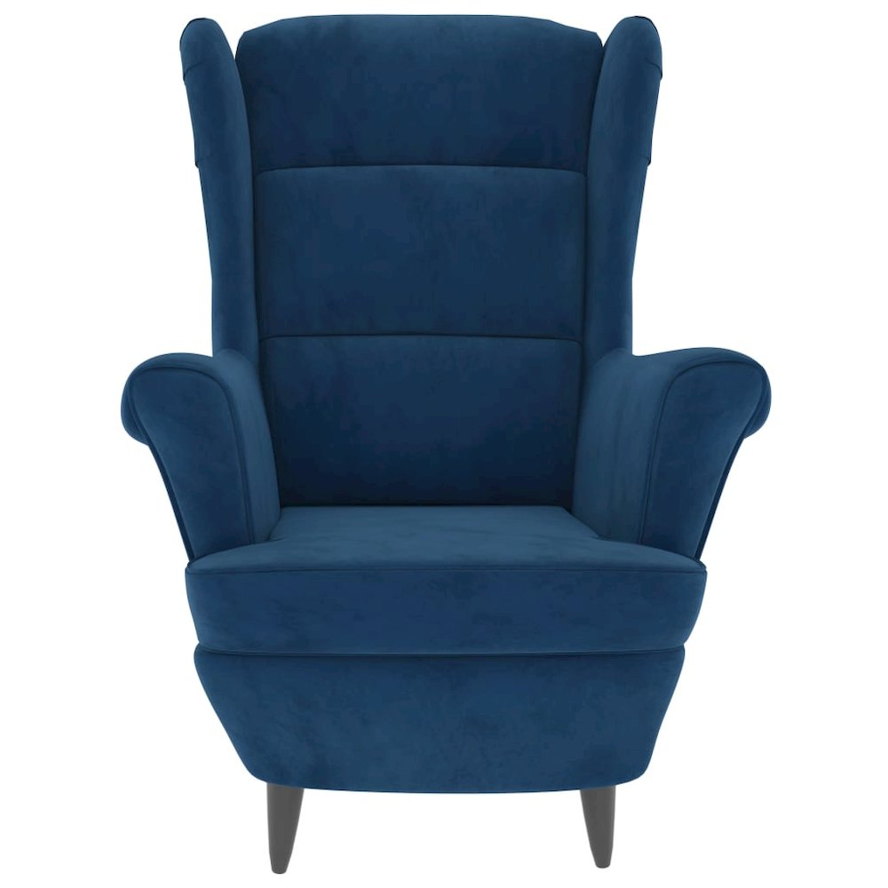 Armchair Blue Velvet, Plywood Standard Armchair Rectangular. Picture 3