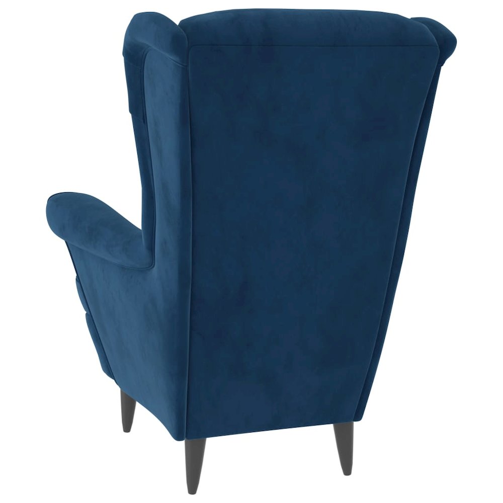 Armchair Blue Velvet, Plywood Standard Armchair Rectangular. Picture 5