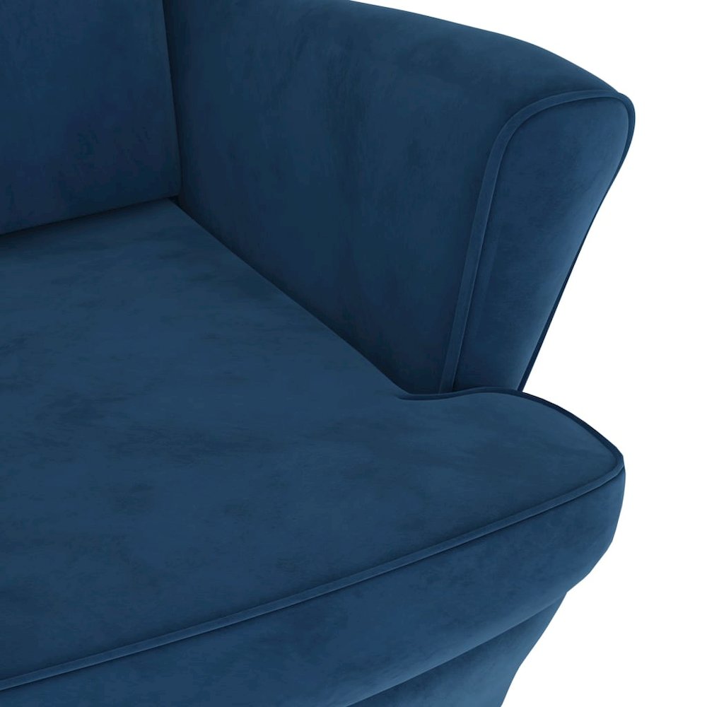 Armchair Blue Velvet, Plywood Standard Armchair Rectangular. Picture 6