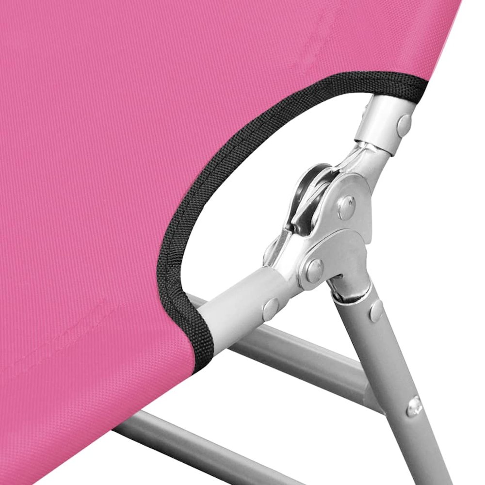 Sun Lounger Pink Powder-coated steel Standard Adjustable Armrests. Picture 3