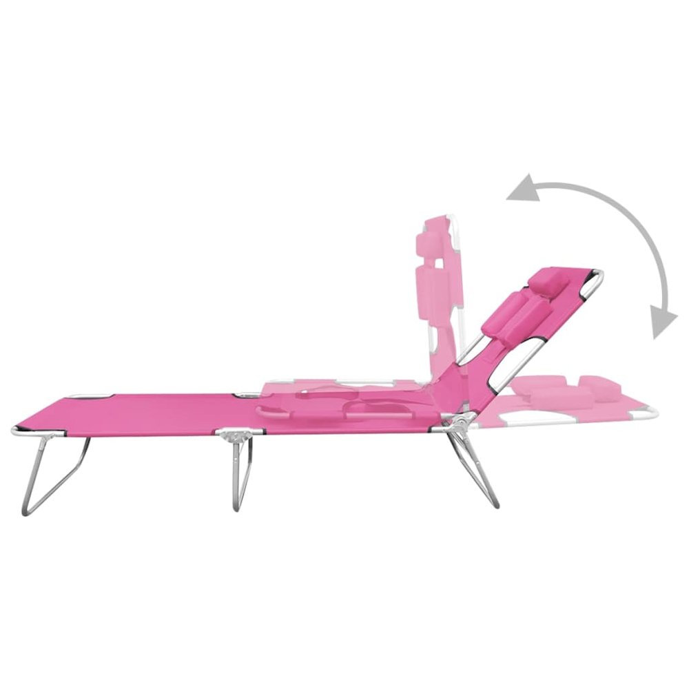 Sun Lounger Pink Powder-coated steel Standard Adjustable Armrests. Picture 6