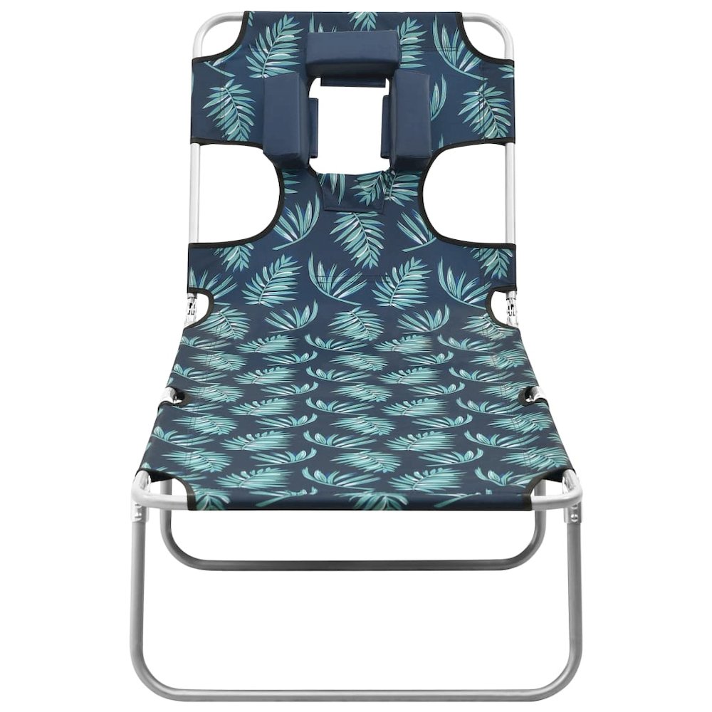 Sun Lounger Leaf Print Sturdy Steel Frame, Fabric (100% Polyester). Picture 2