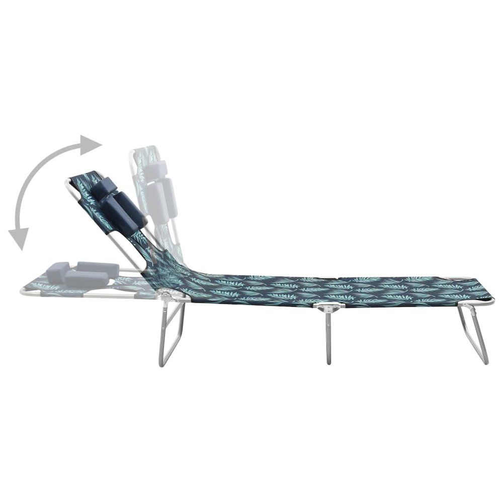Sun Lounger Leaf Print Sturdy Steel Frame, Fabric (100% Polyester). Picture 3