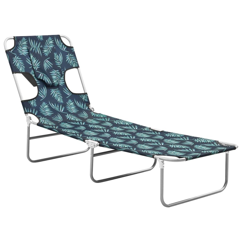 Sun Lounger Leaf Print Sturdy Steel Frame, Fabric (100% Polyester). Picture 4