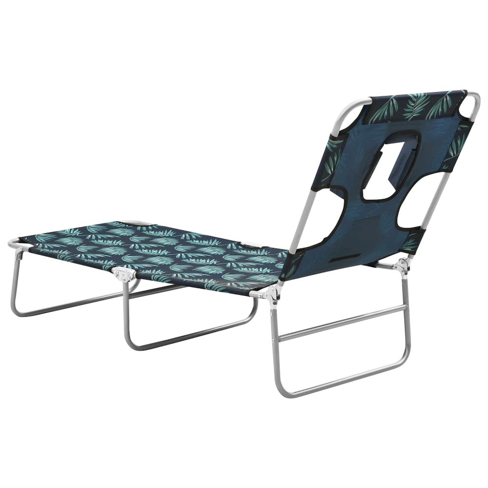 Sun Lounger Leaf Print Sturdy Steel Frame, Fabric (100% Polyester). Picture 5