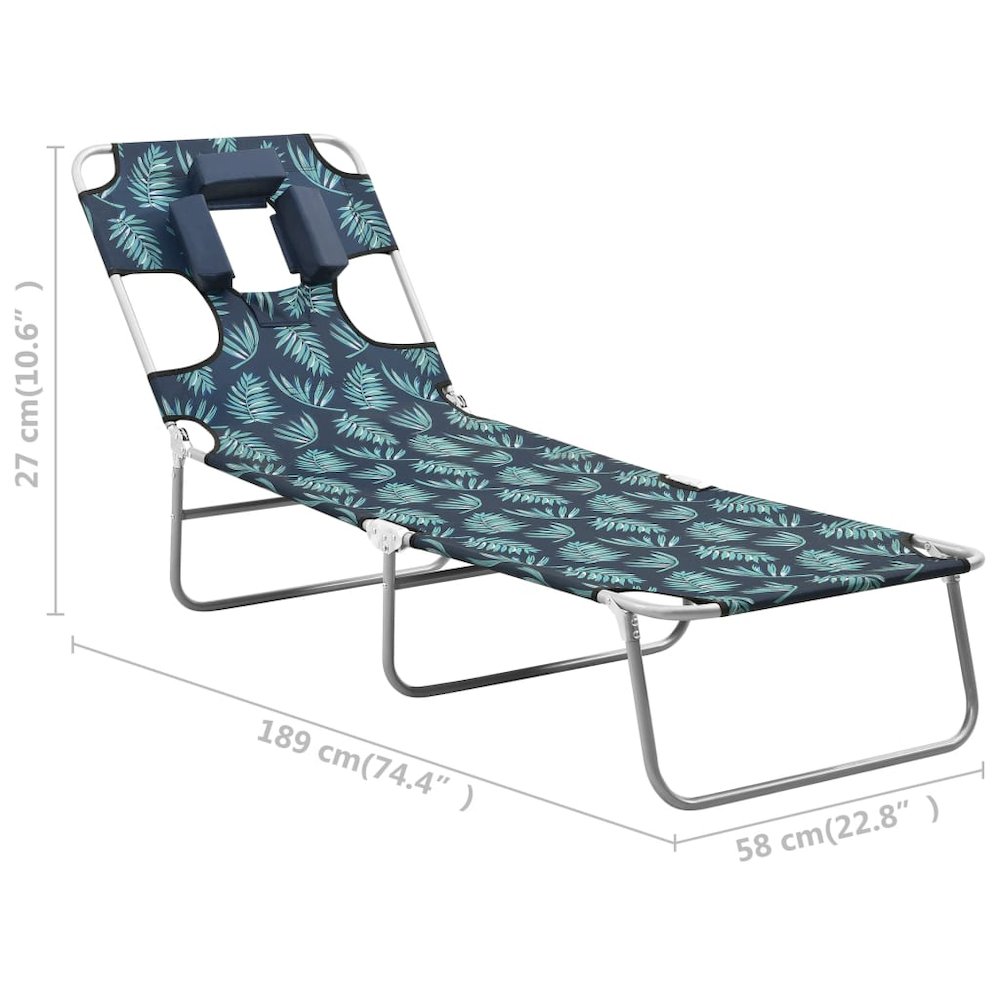Sun Lounger Leaf Print Sturdy Steel Frame, Fabric (100% Polyester). Picture 9
