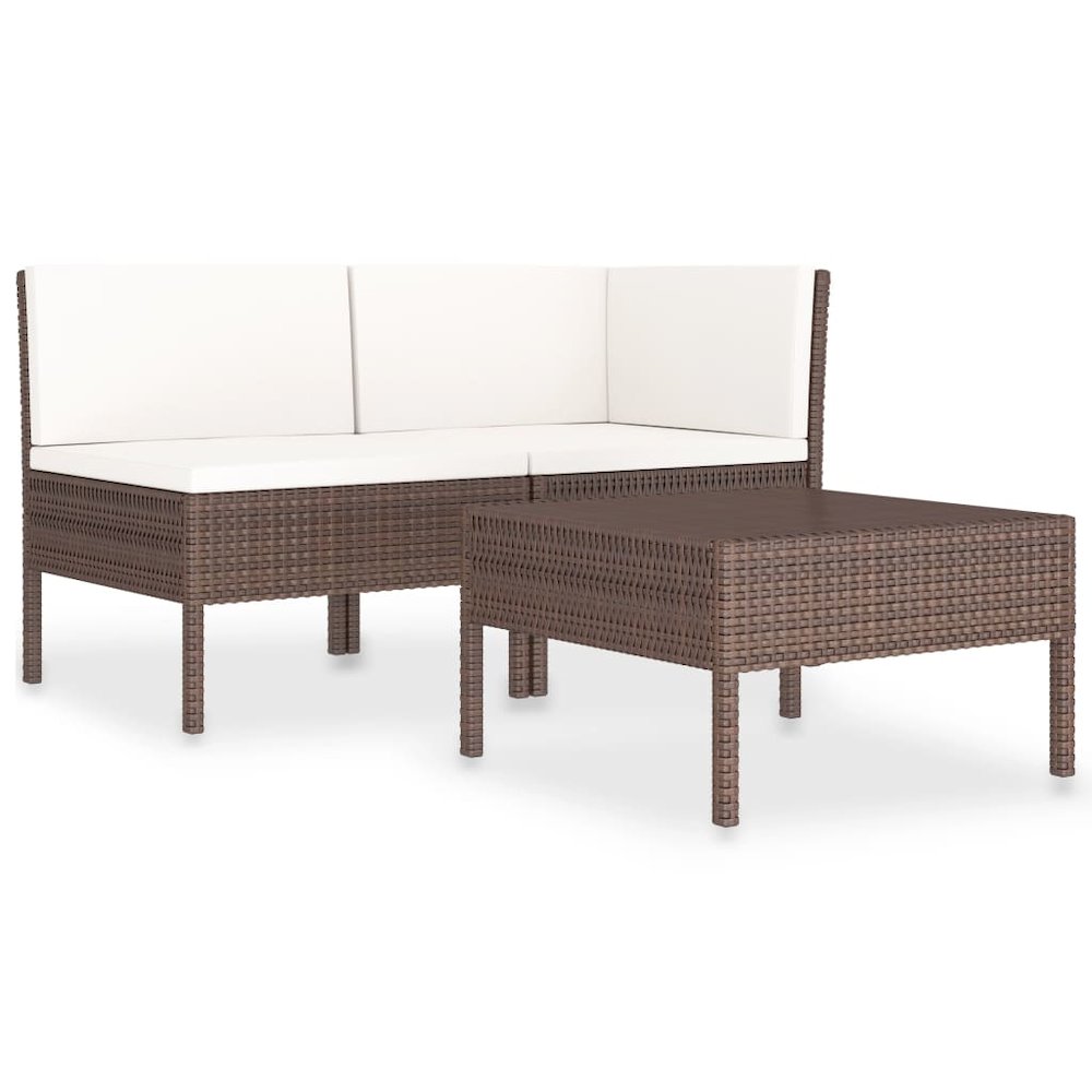 Garden Furniture Set Brown PE rattan 3 Piece Set Modular. Picture 2