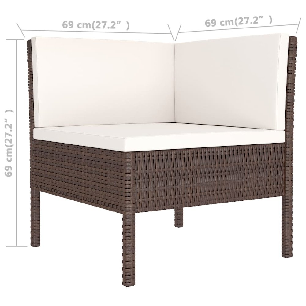 Garden Furniture Set Brown PE rattan 3 Piece Set Modular. Picture 6
